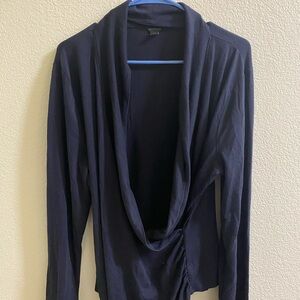 Ann Taylor Deep Blue Cowl‎ Neck Knit Sweater Pullover XL Cozy Winter